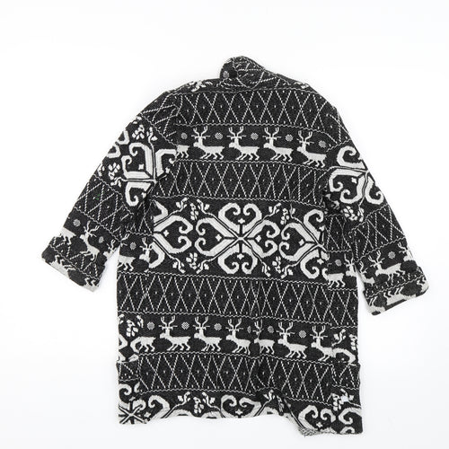 River Island Womens Black Argyle/Diamond  Cardigan Jumper Size 8