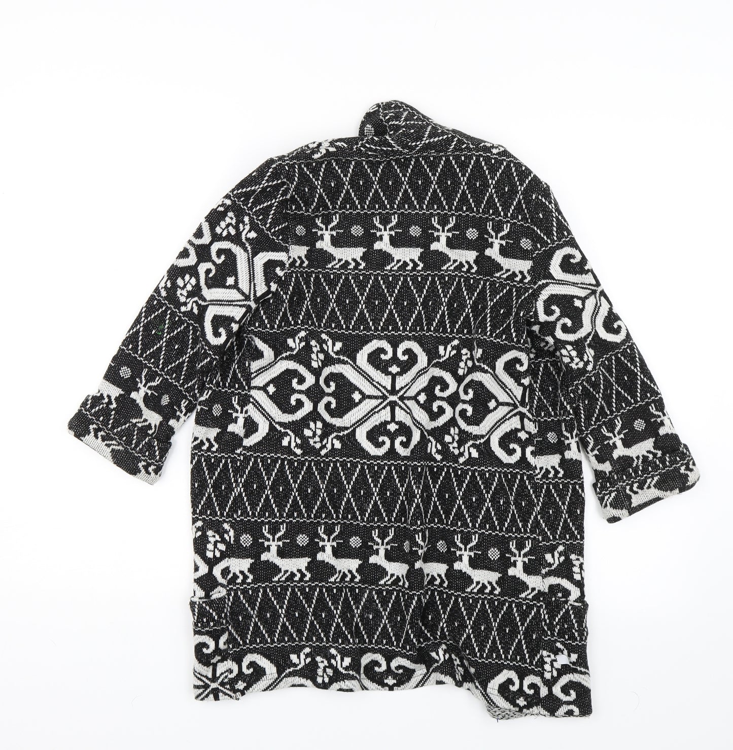 River Island Womens Black Argyle/Diamond  Cardigan Jumper Size 8