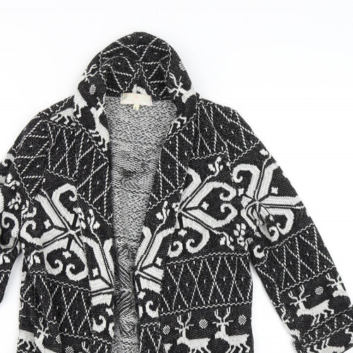 River Island Womens Black Argyle/Diamond  Cardigan Jumper Size 8