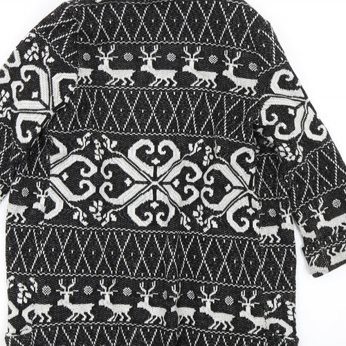 River Island Womens Black Argyle/Diamond  Cardigan Jumper Size 8