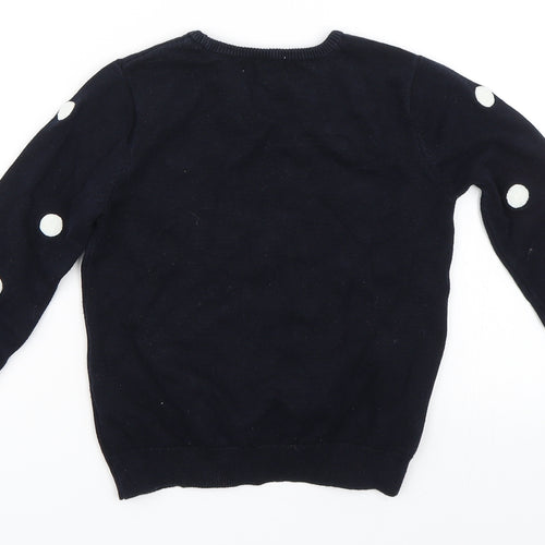 H&M Girls Blue Polka Dot  Pullover Jumper Size 5 Years