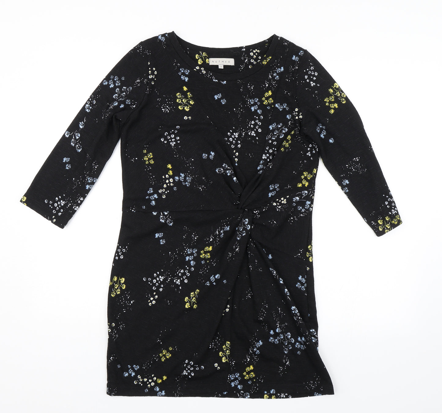 Nutmeg Womens Black Floral  T-Shirt Dress  Size 10