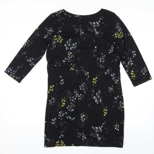 Nutmeg Womens Black Floral  T-Shirt Dress  Size 10