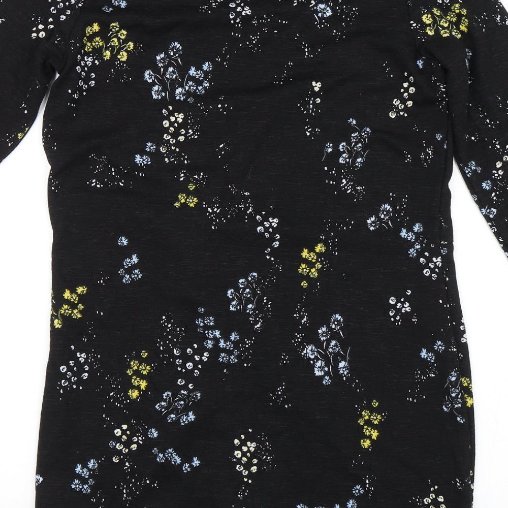 Nutmeg Womens Black Floral  T-Shirt Dress  Size 10