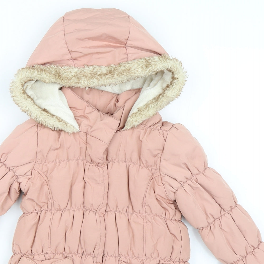 preoworn Girls Pink   Basic Coat Coat Size 2-3 Years