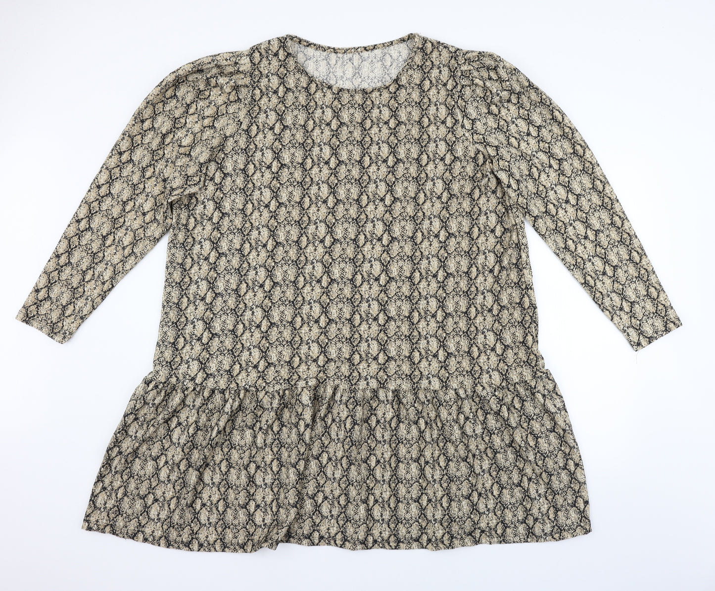Peacocks Womens Beige Animal Print  Fit & Flare  Size 20