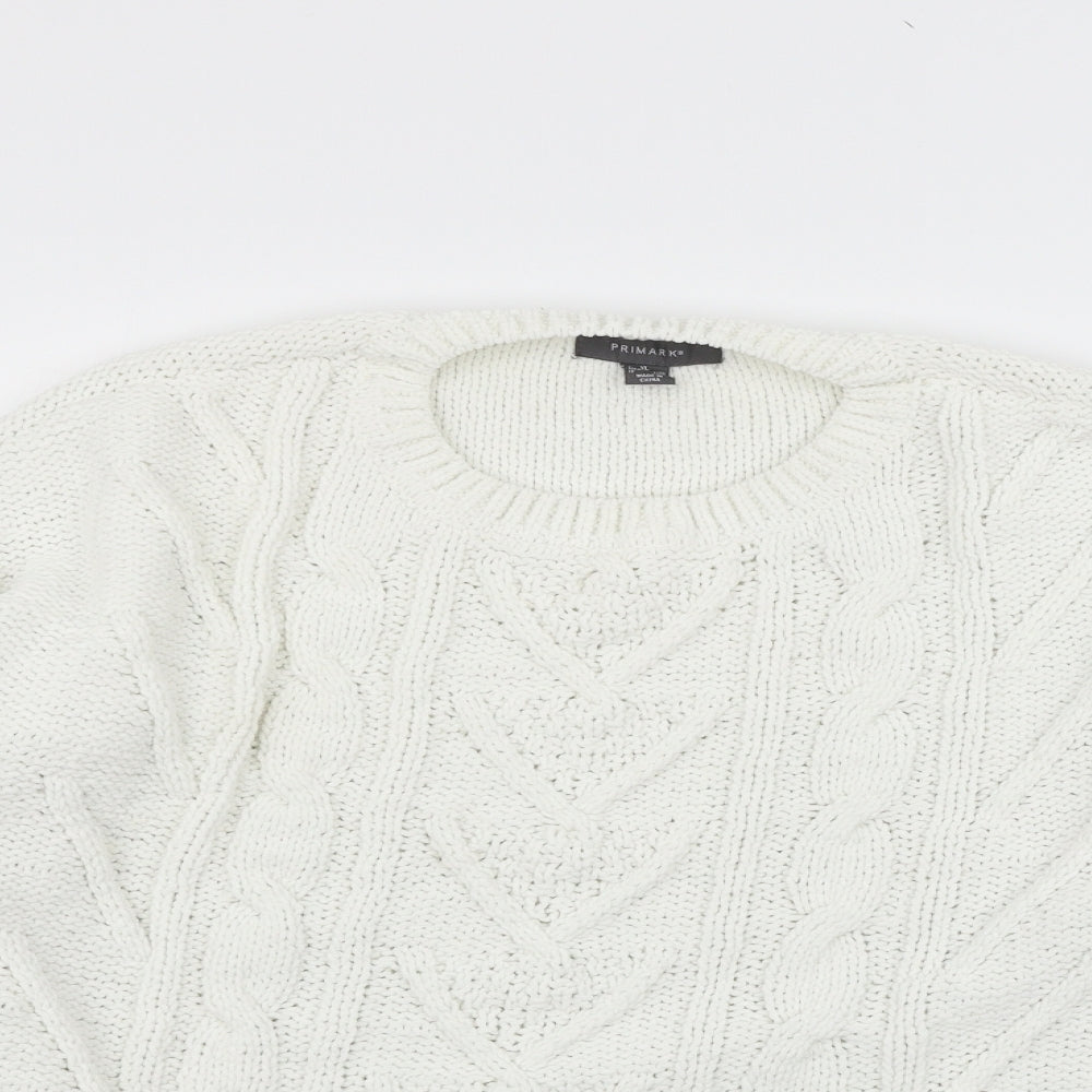 Primark Womens White   Henley Jumper Size XL