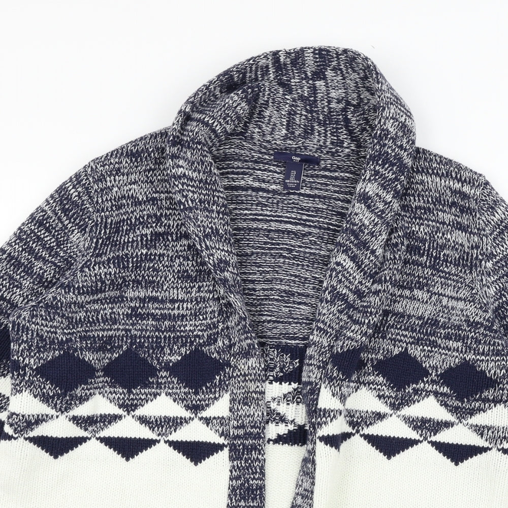 Gap Womens Blue Geometric  Cardigan Jumper Size L