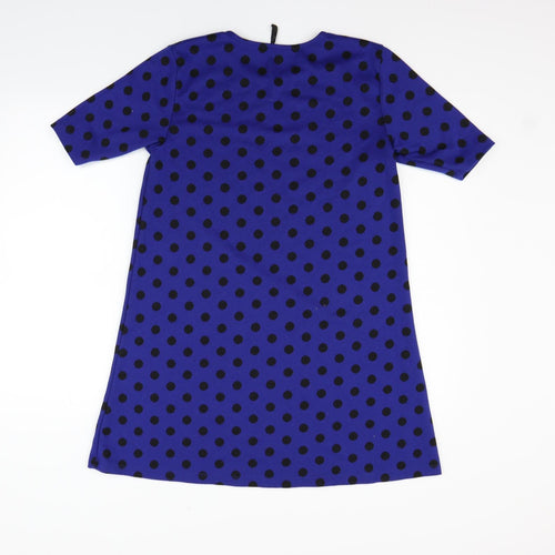Ofelia Womens Blue Polka Dot  Jumper Dress  Size M