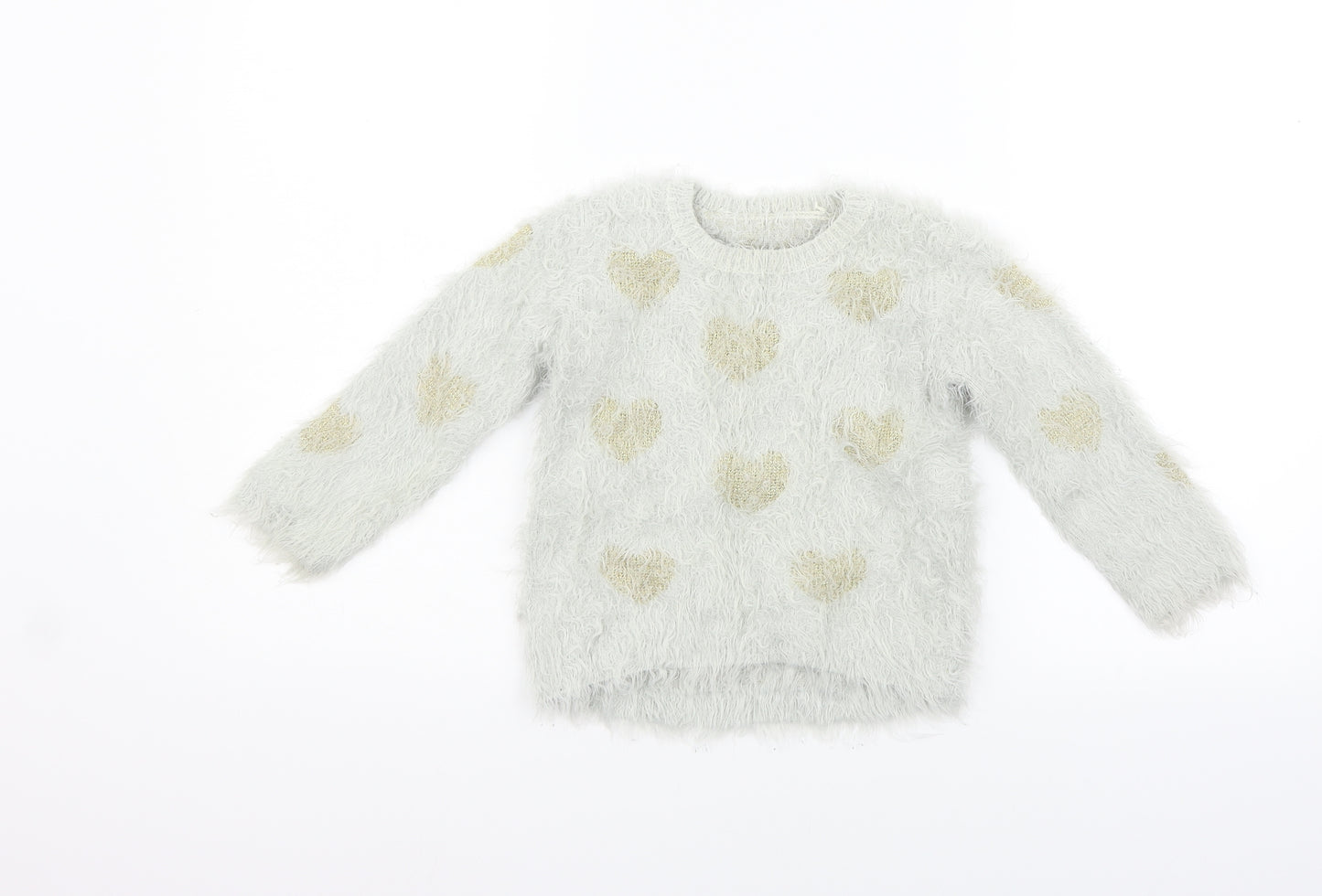 Matalan Girls Grey   Pullover Jumper Size 3-4 Years  - HEART