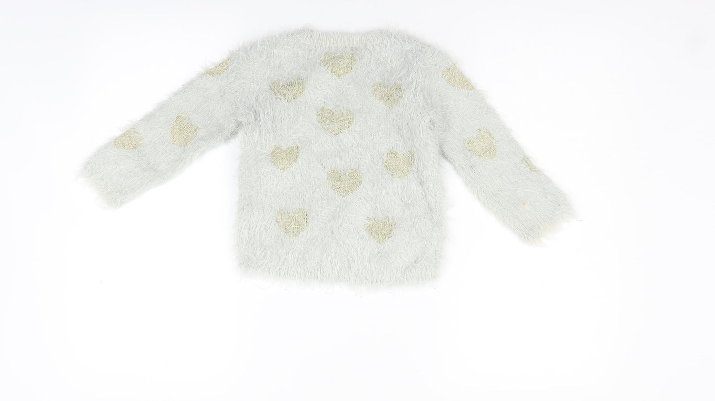 Matalan Girls Grey   Pullover Jumper Size 3-4 Years  - HEART