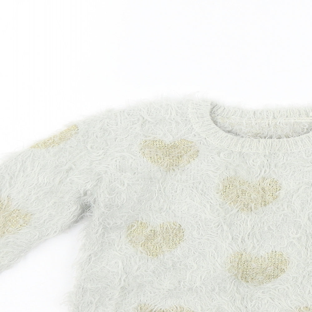 Matalan Girls Grey   Pullover Jumper Size 3-4 Years  - HEART