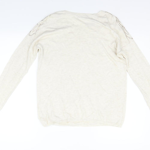 TU Womens Beige Striped  Pullover Jumper Size 8