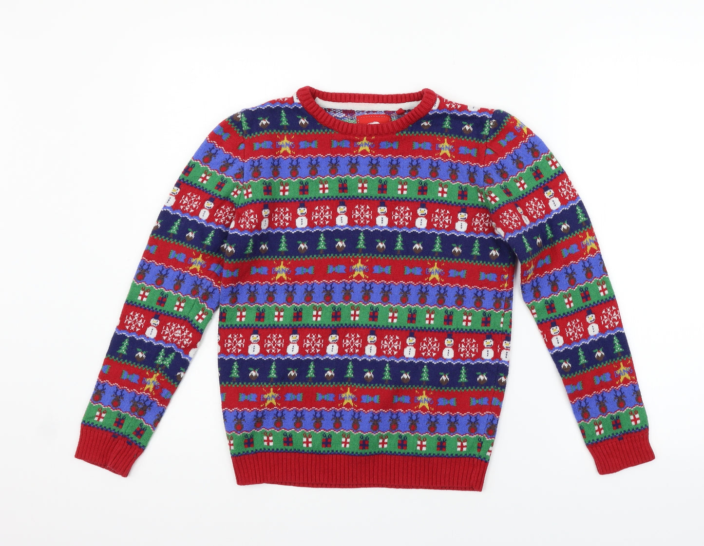 TU Girls Red Geometric  Pullover Jumper Size 11 Years  - christmas