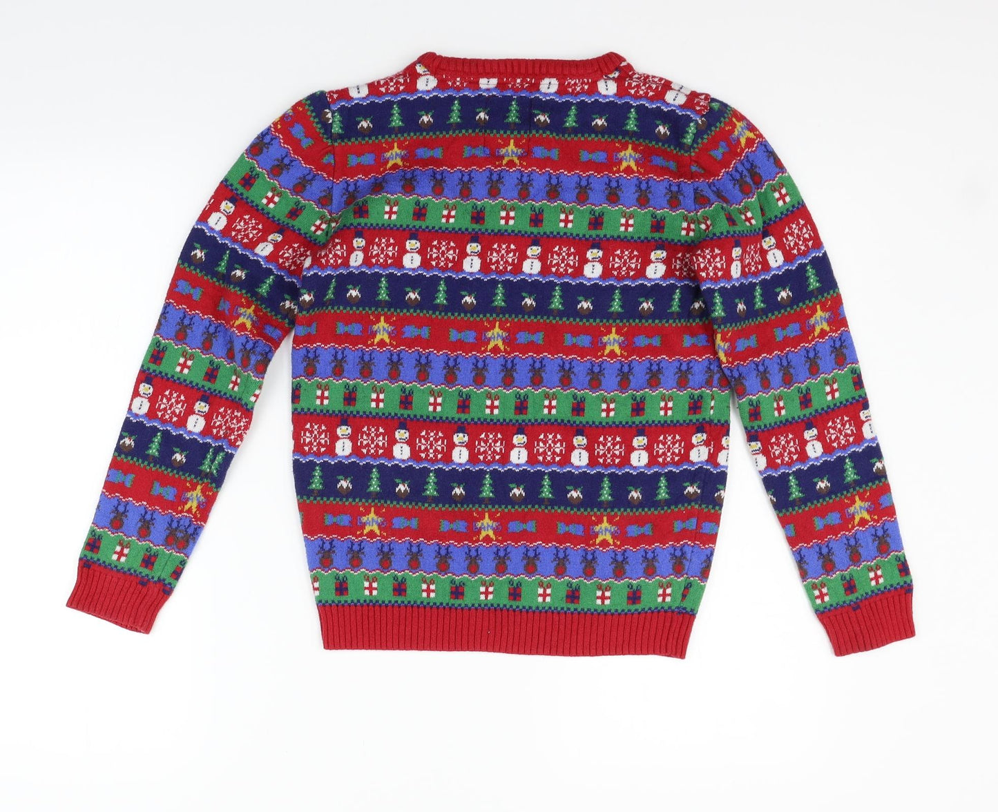 TU Girls Red Geometric  Pullover Jumper Size 11 Years  - christmas