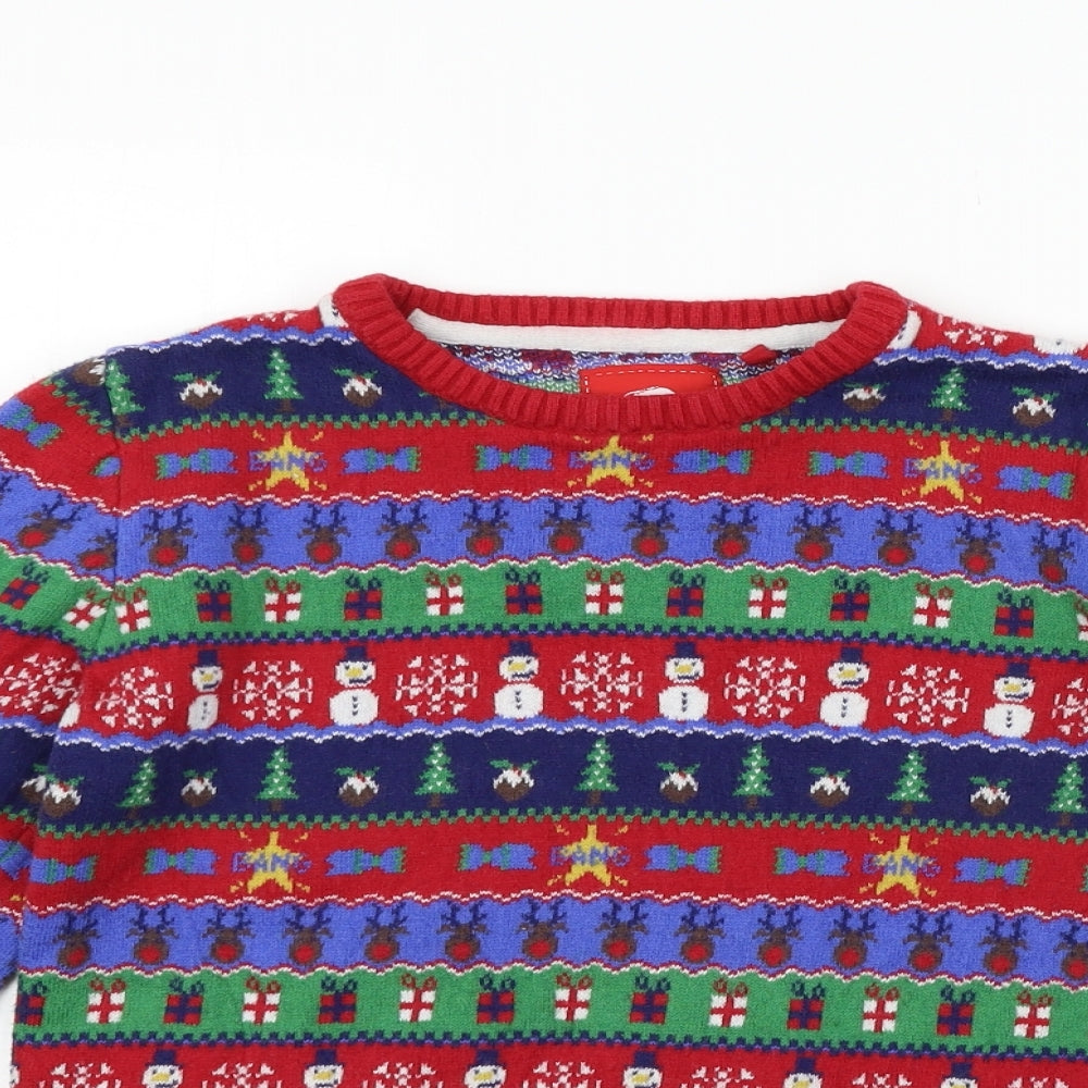TU Girls Red Geometric  Pullover Jumper Size 11 Years  - christmas