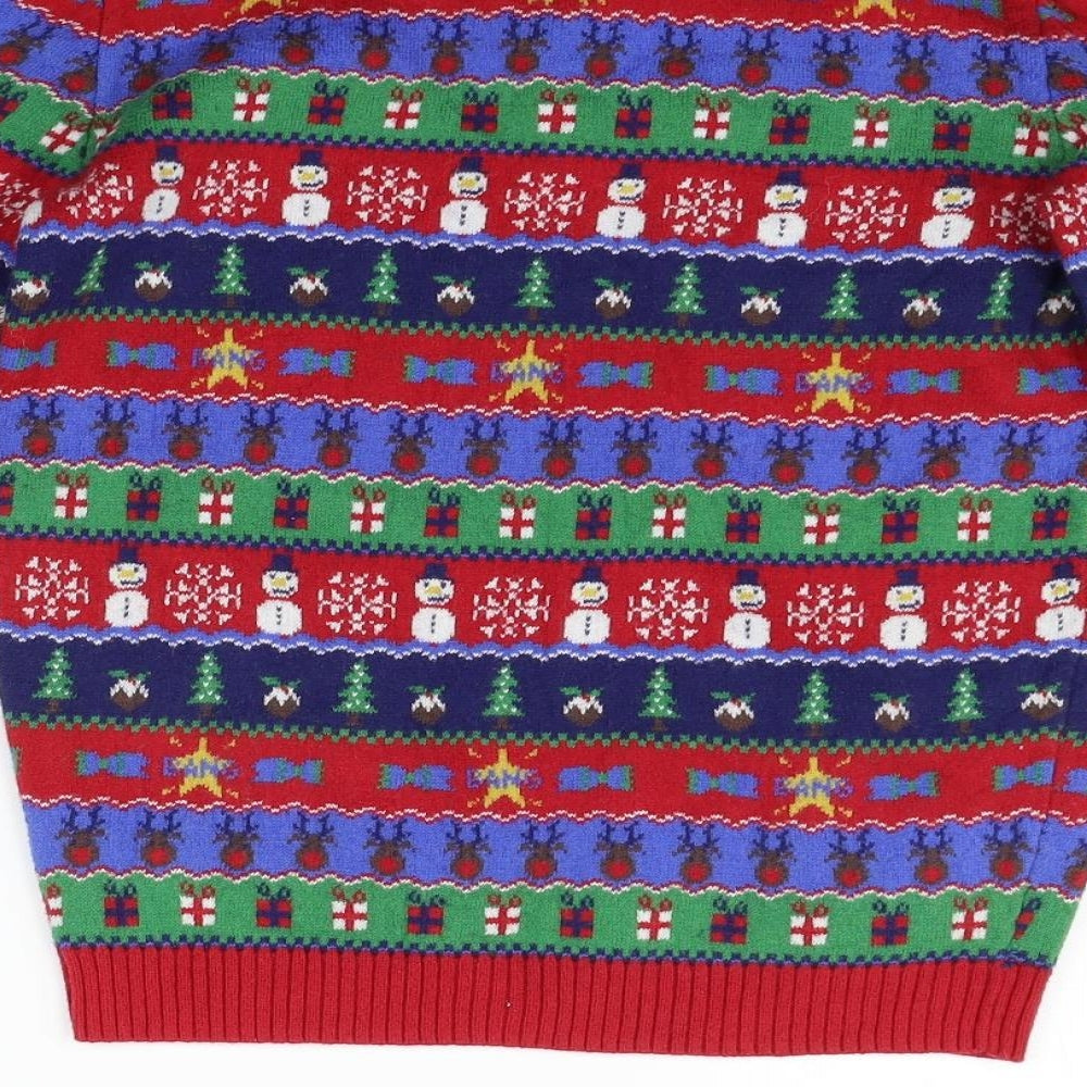 TU Girls Red Geometric  Pullover Jumper Size 11 Years  - christmas