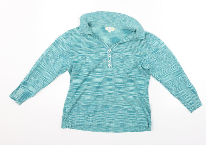 Klass Womens Blue Striped  Pullover Jumper Size S