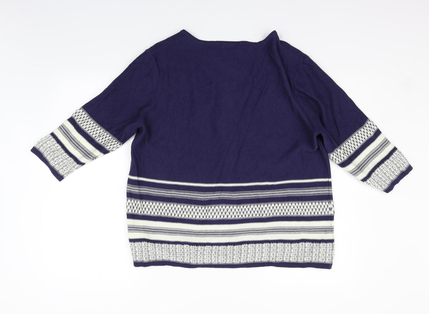 Damart Womens Blue Geometric  Cardigan Jumper Size 18