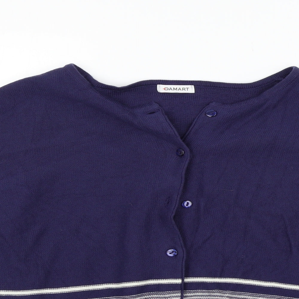 Damart Womens Blue Geometric  Cardigan Jumper Size 18