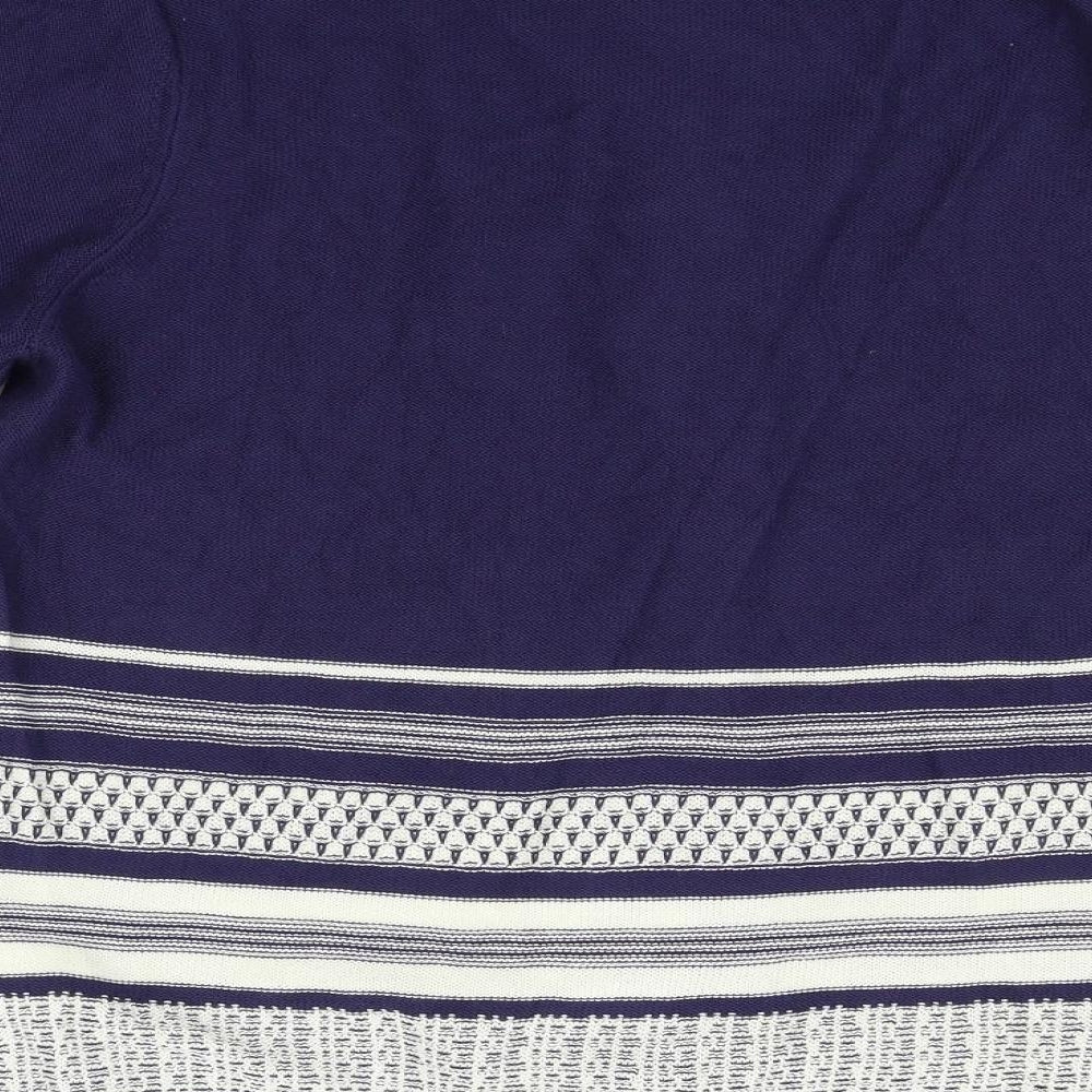 Damart Womens Blue Geometric  Cardigan Jumper Size 18