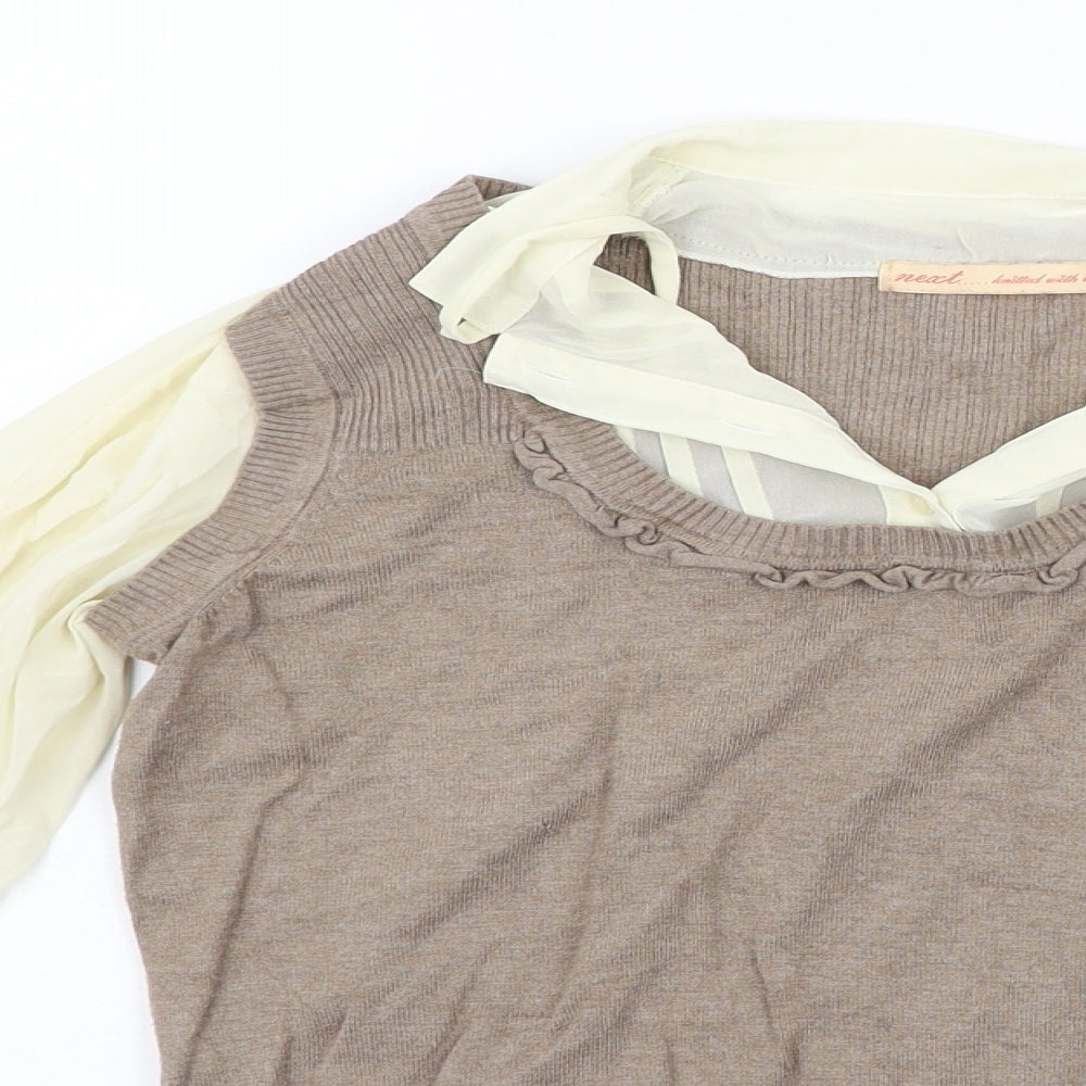 NEXT Womens Beige Houndstooth  Pullover Jumper Size 10