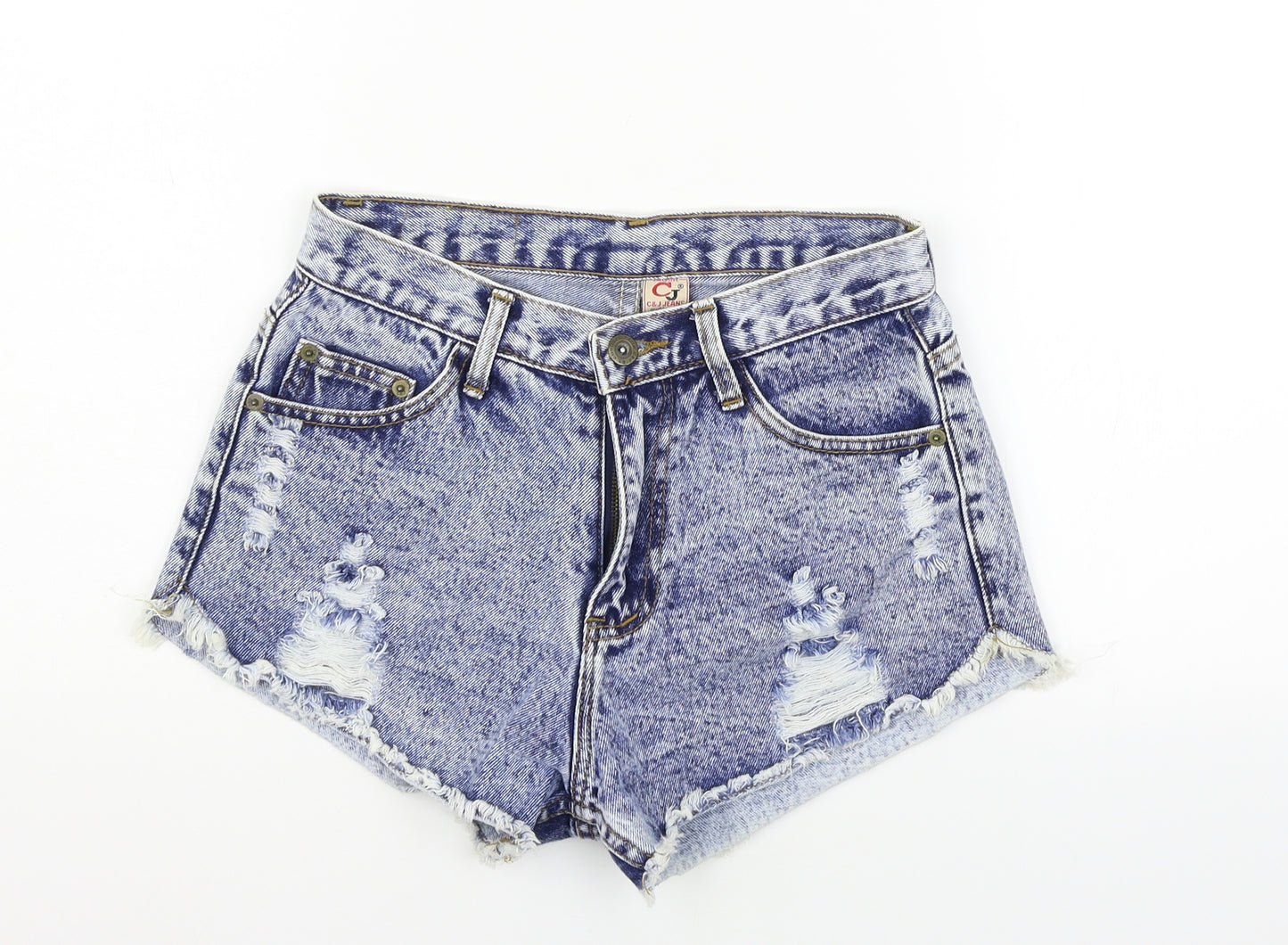 c&j Womens Blue   Cut-Off Shorts Size L - DESTRESSED