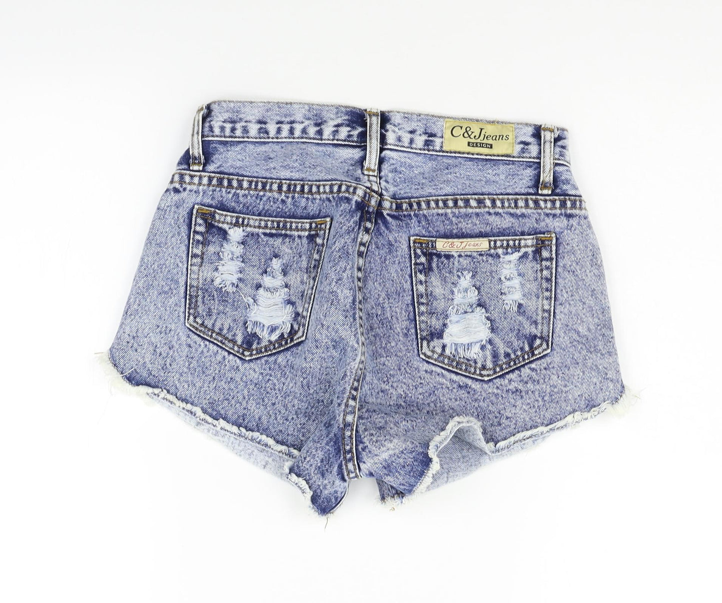 c&j Womens Blue   Cut-Off Shorts Size L - DESTRESSED