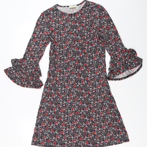 Papaya Womens Black Floral  Fit & Flare  Size S