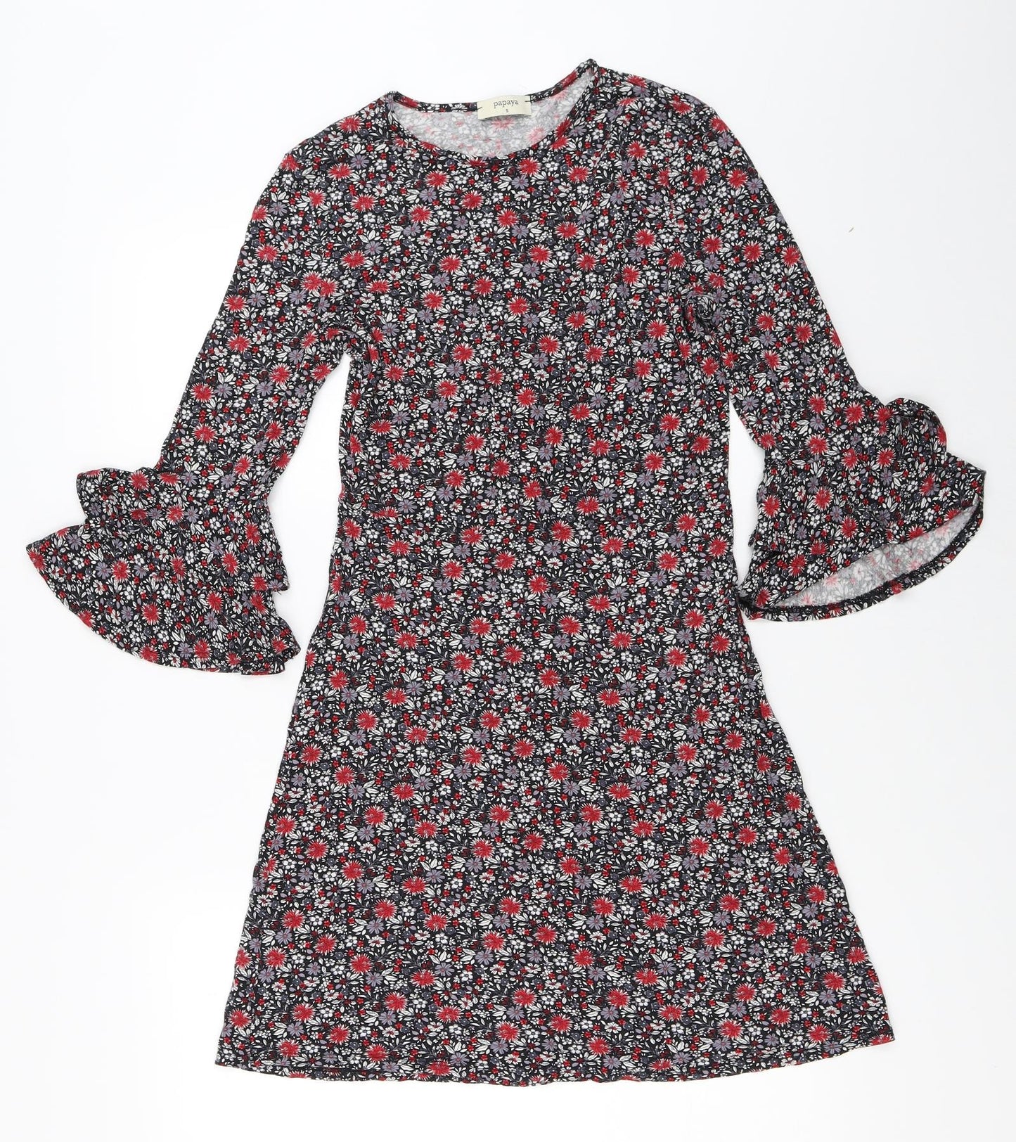 Papaya Womens Black Floral  Fit & Flare  Size S