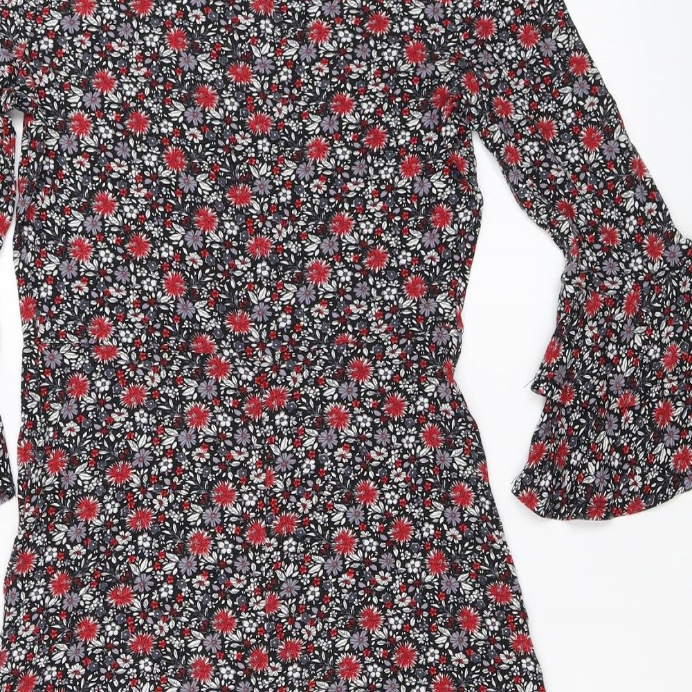 Papaya Womens Black Floral  Fit & Flare  Size S