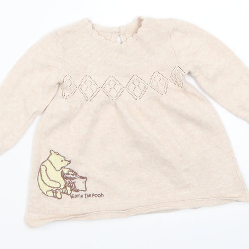 TU Girls Beige   Pullover Jumper Size 0-3 Months  - Winnie the Pooh