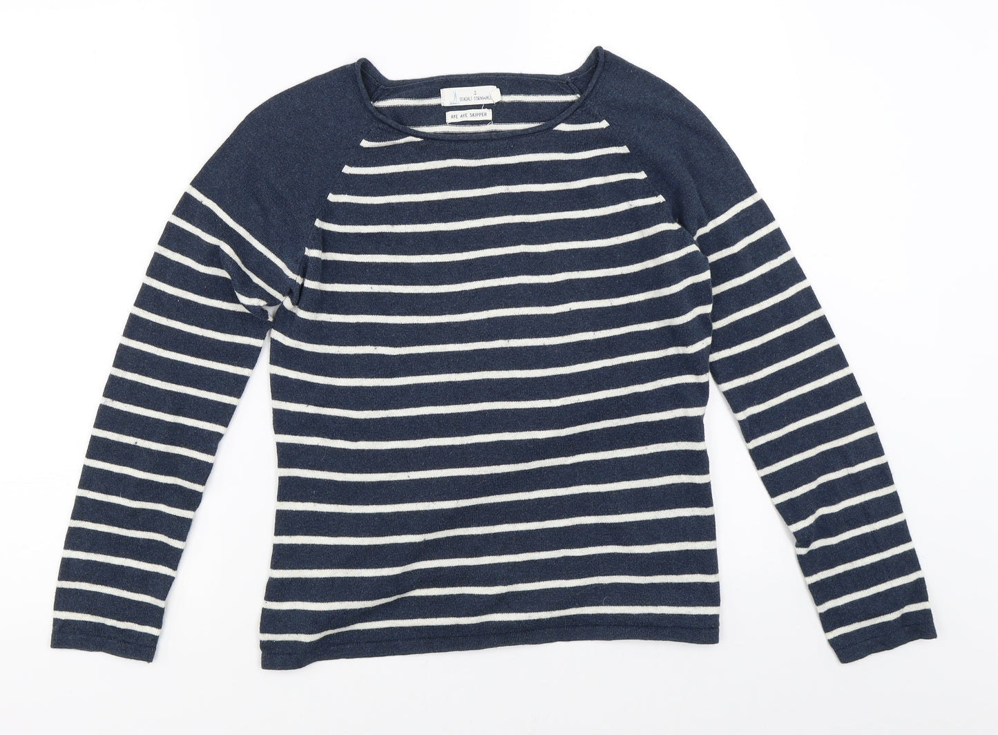 Seasalt Womens Blue Striped  Pullover Jumper Size 8