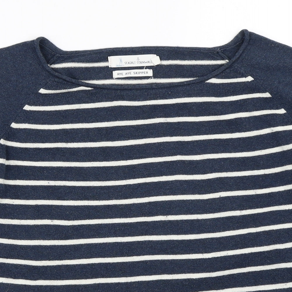 Seasalt Womens Blue Striped  Pullover Jumper Size 8