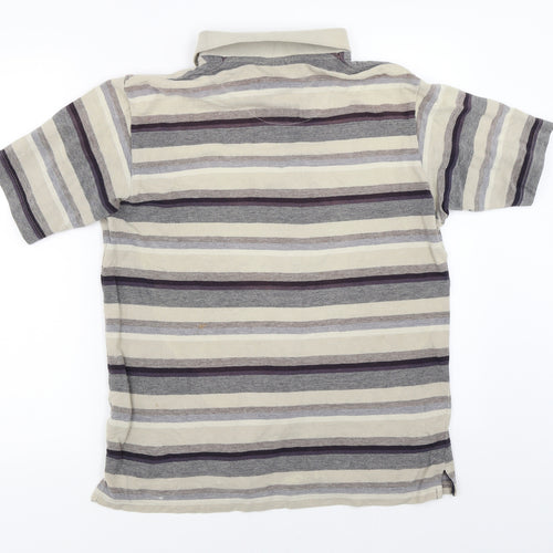 Chisel Mens Beige Striped   Polo Size M
