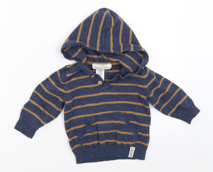 H&M Boys Blue Striped  Pullover Jumper Size 9-12 Months