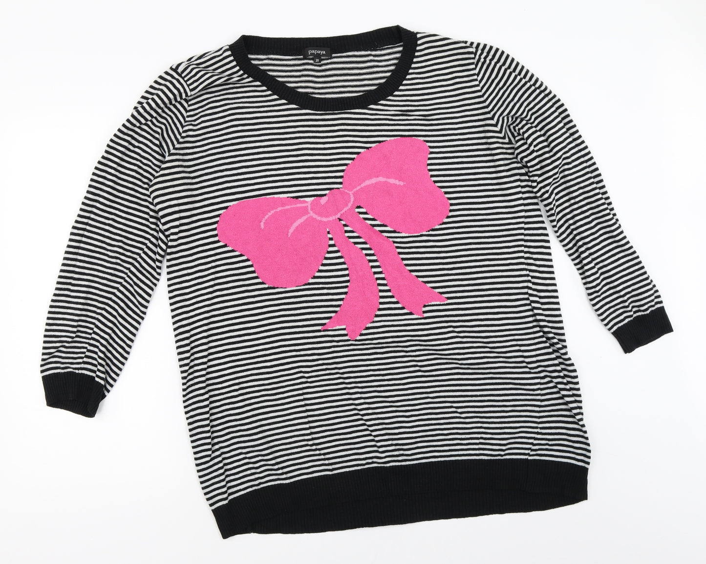 Papaya Womens Black Striped  Pullover Jumper Size 20