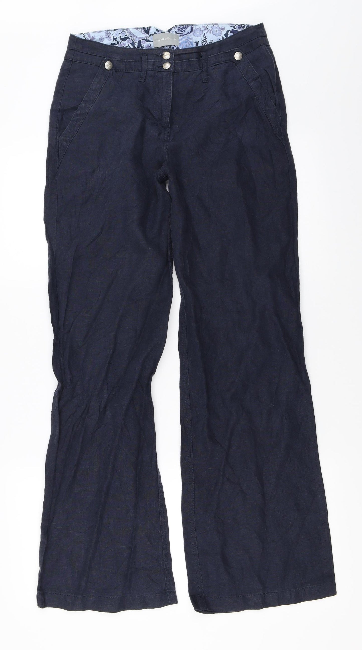 Per Una Womens Blue   Trousers  Size 8 L30 in