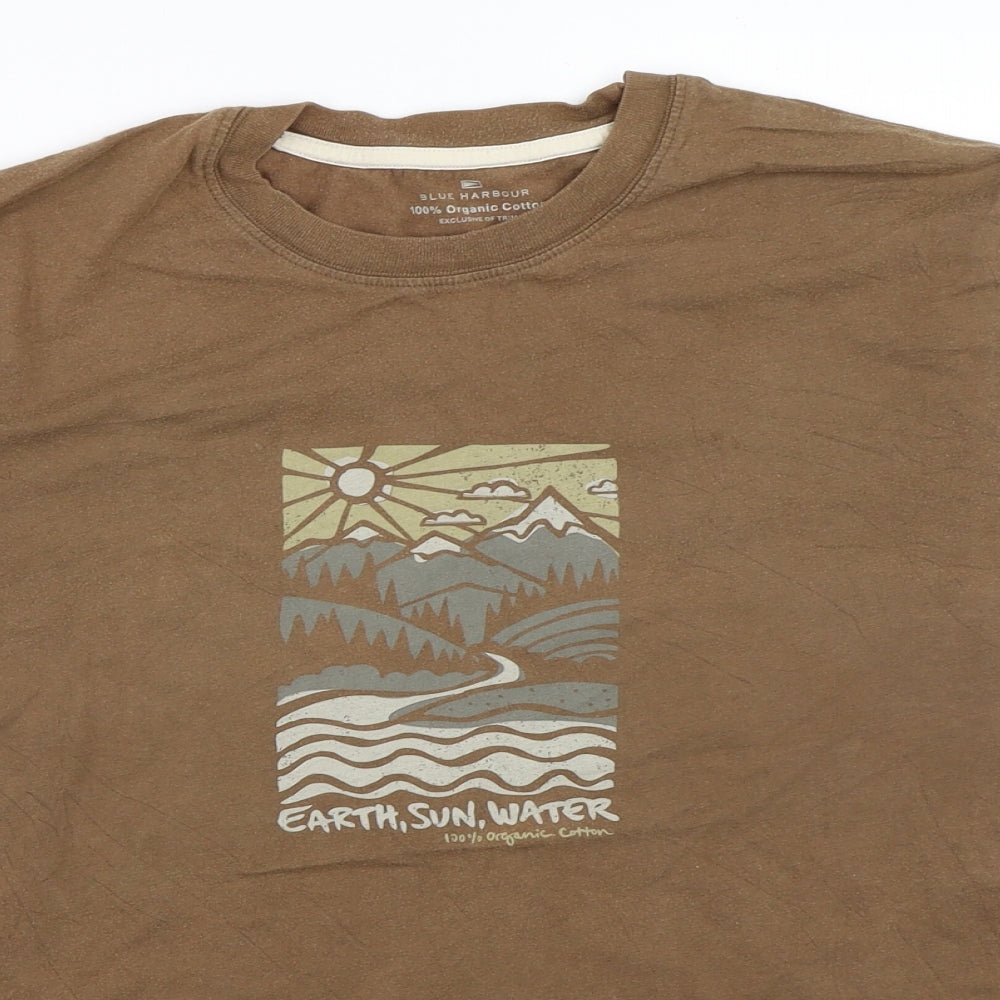Blue Harbour Mens Brown    T-Shirt Size S