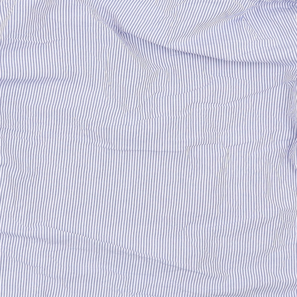 Marks and Spencer Mens Blue Striped   Button-Up Size 16.5
