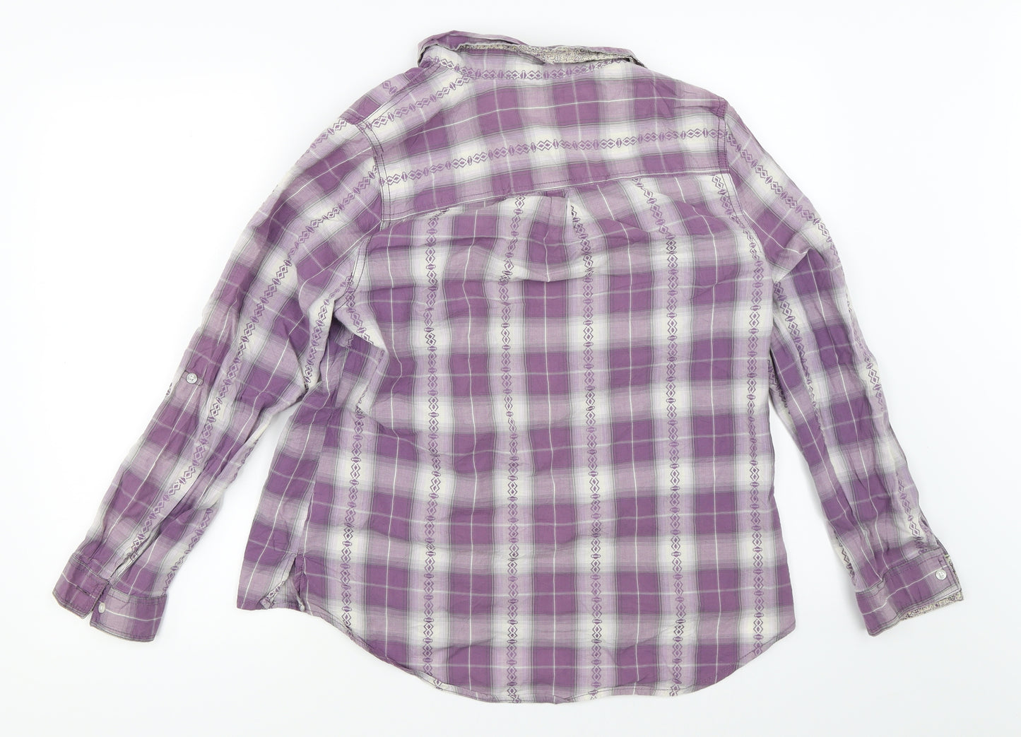 Papaya Womens Purple Check  Basic Button-Up Size 16
