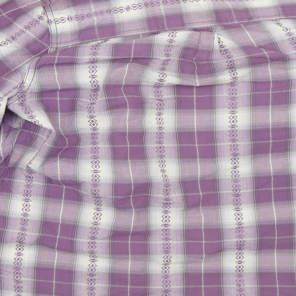 Papaya Womens Purple Check  Basic Button-Up Size 16