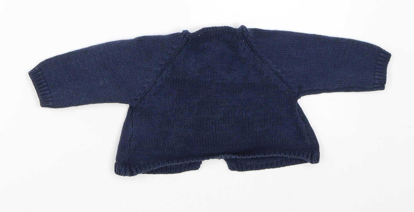 JoJo Maman Bébé Girls Blue   Cardigan Jumper Size 0-3 Months