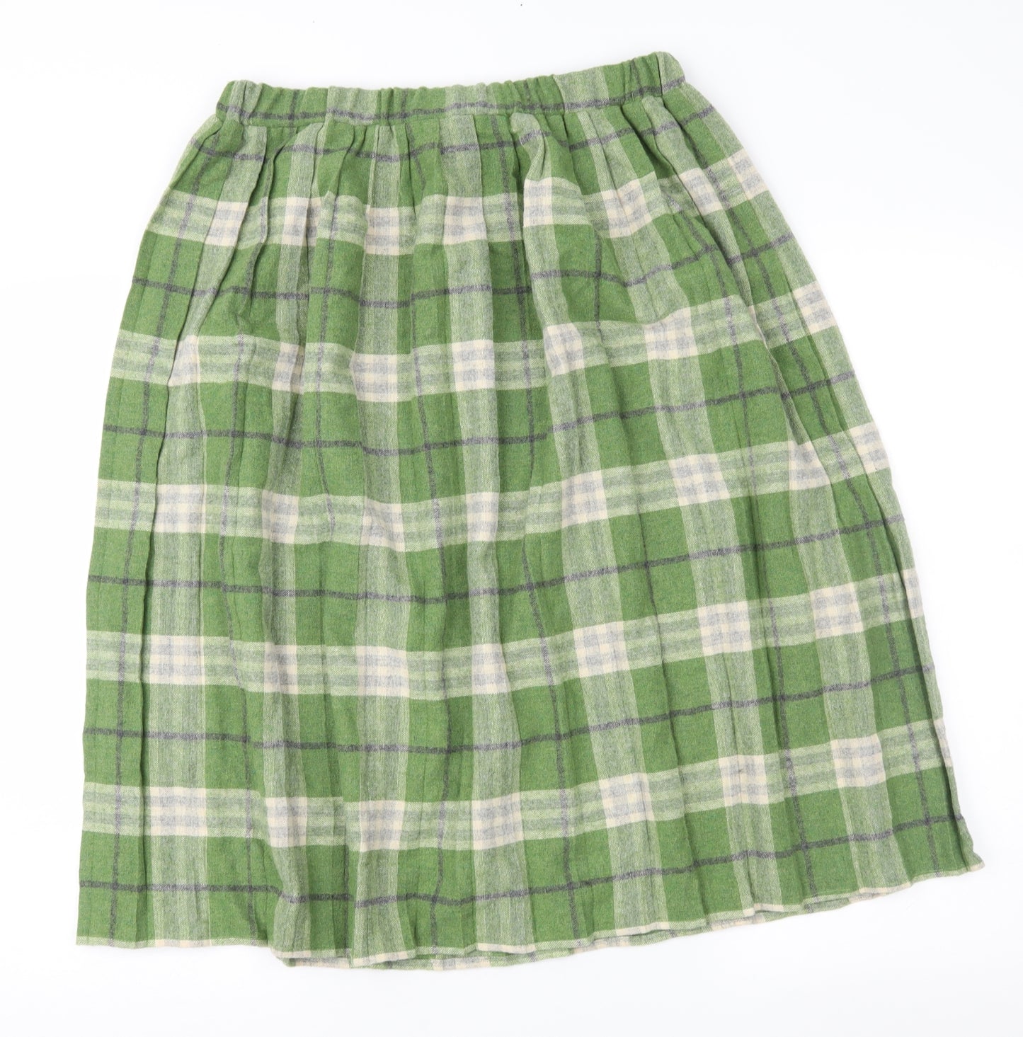 Damart Womens Green Check  Pleated Skirt Size 12