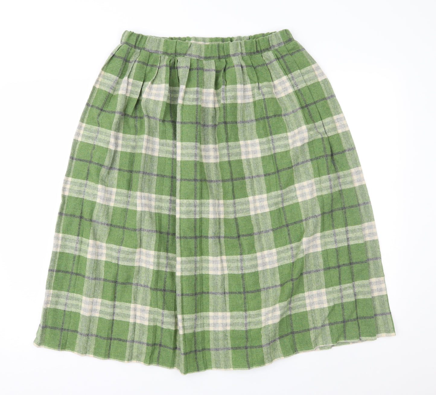 Damart Womens Green Check  Pleated Skirt Size 12
