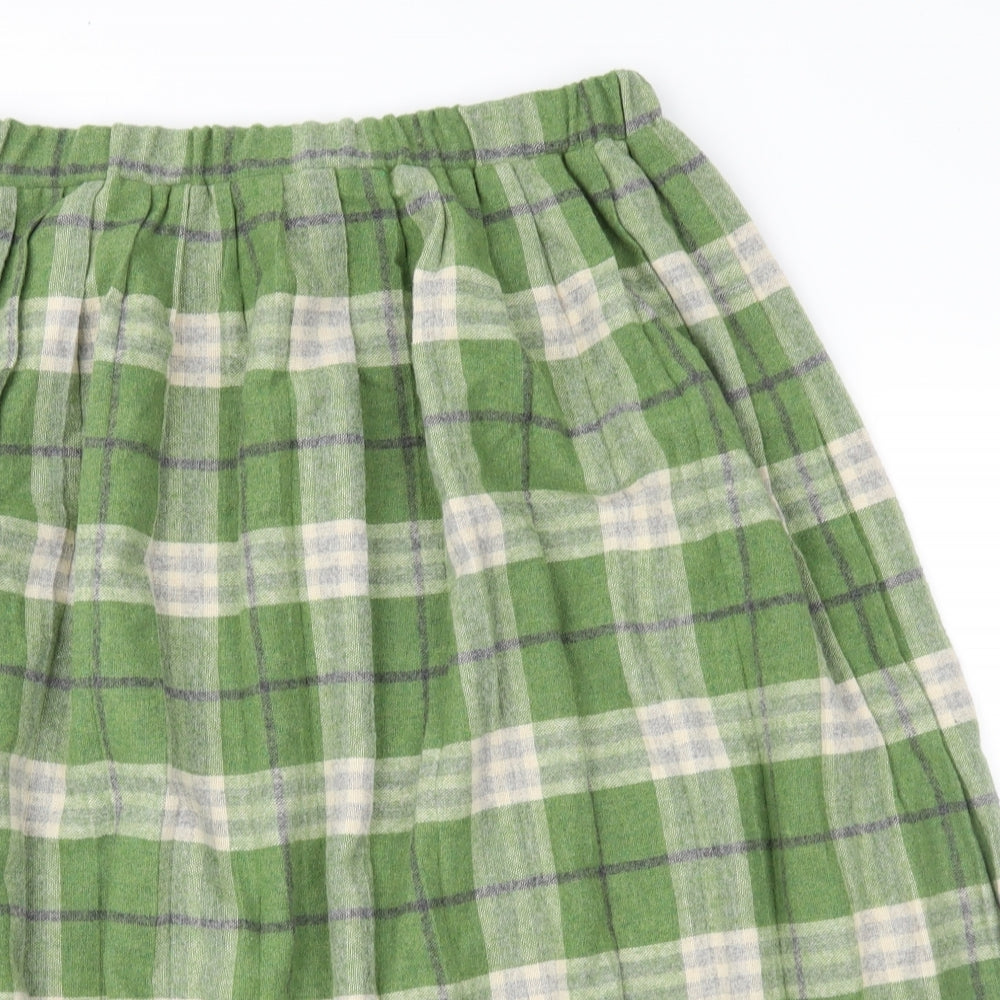 Damart Womens Green Check  Pleated Skirt Size 12