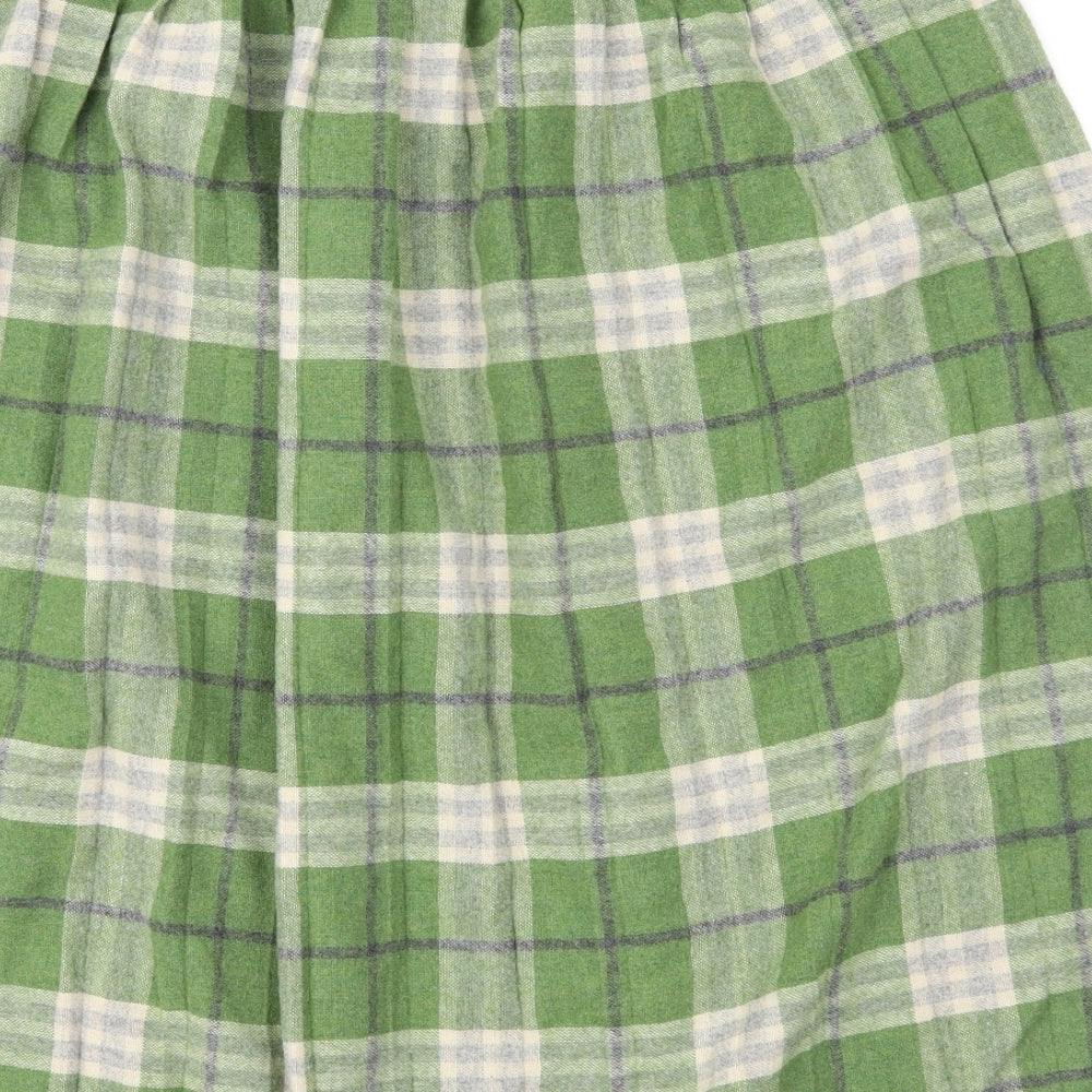 Damart Womens Green Check  Pleated Skirt Size 12