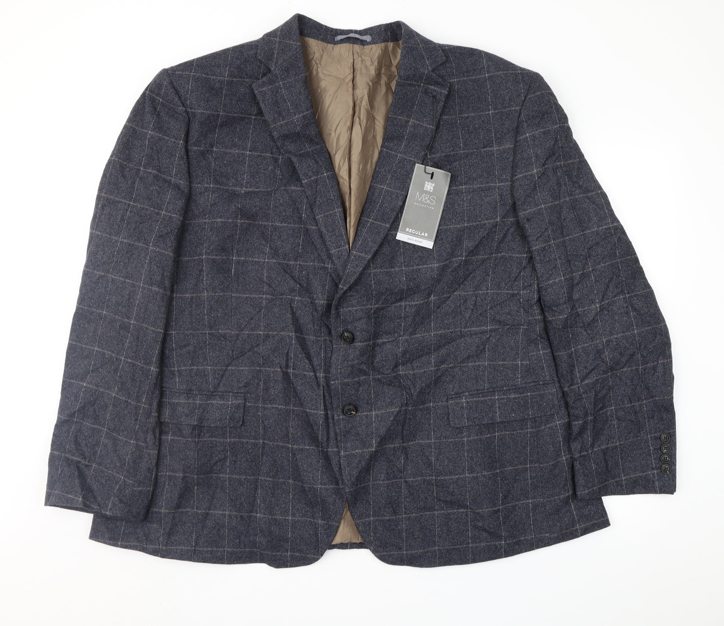 Marks and Spencer Mens Blue Check  Jacket Suit Jacket Size M