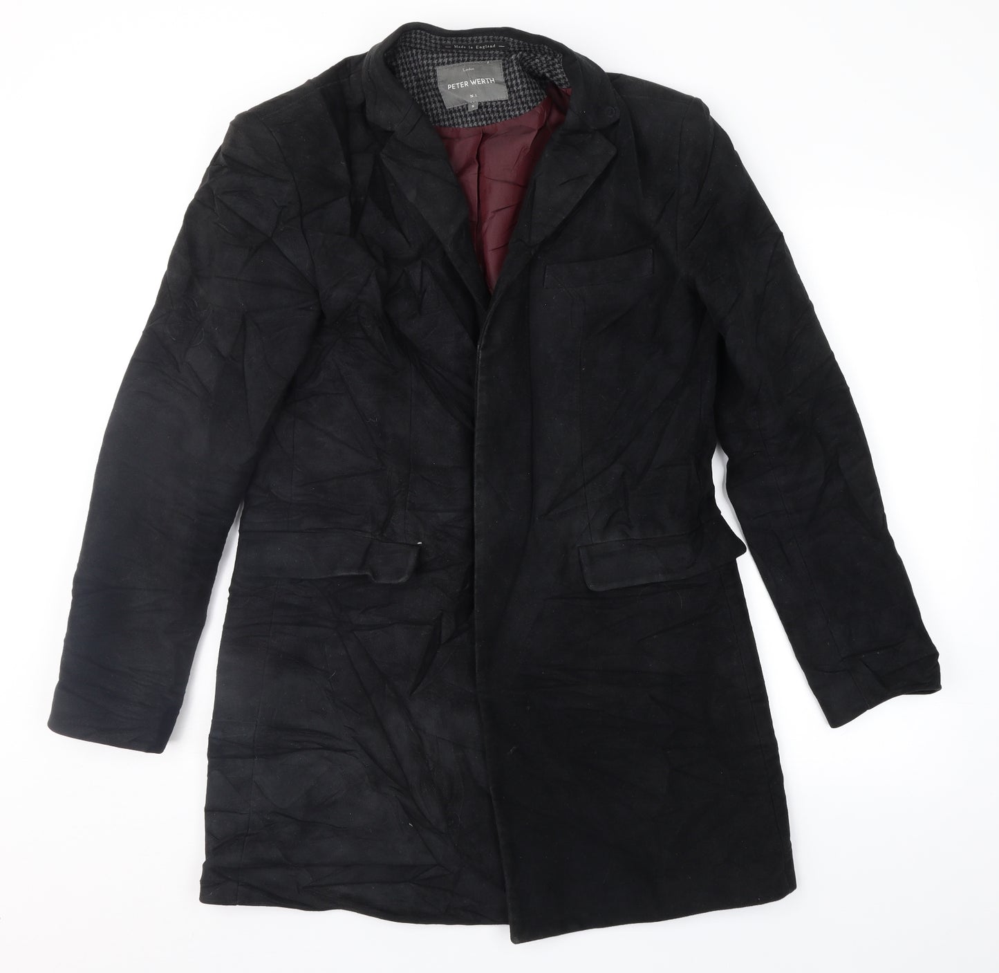 Peter Werth Mens Black   Overcoat Coat Size S