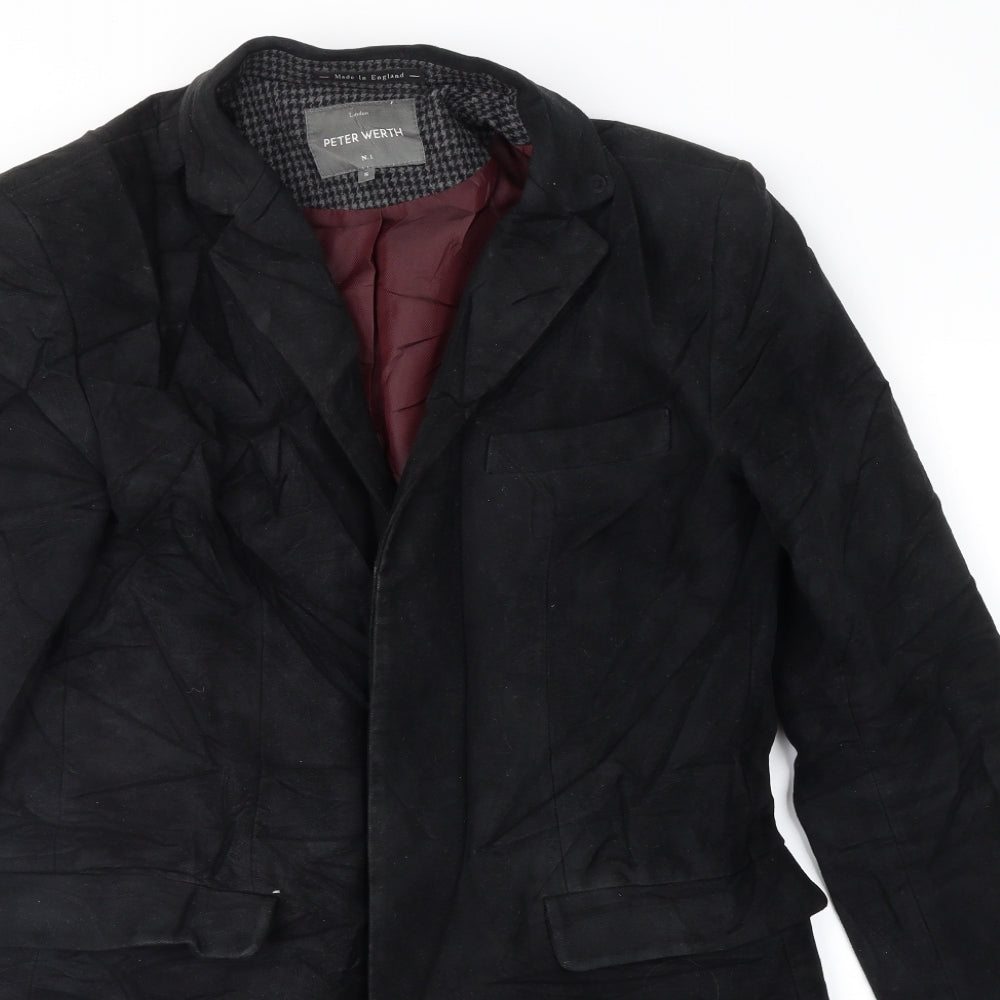 Peter Werth Mens Black   Overcoat Coat Size S
